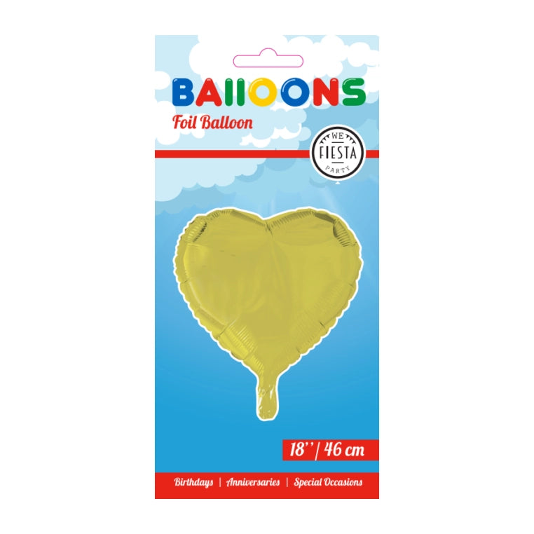 Folieballon hart - Geel - 46cm