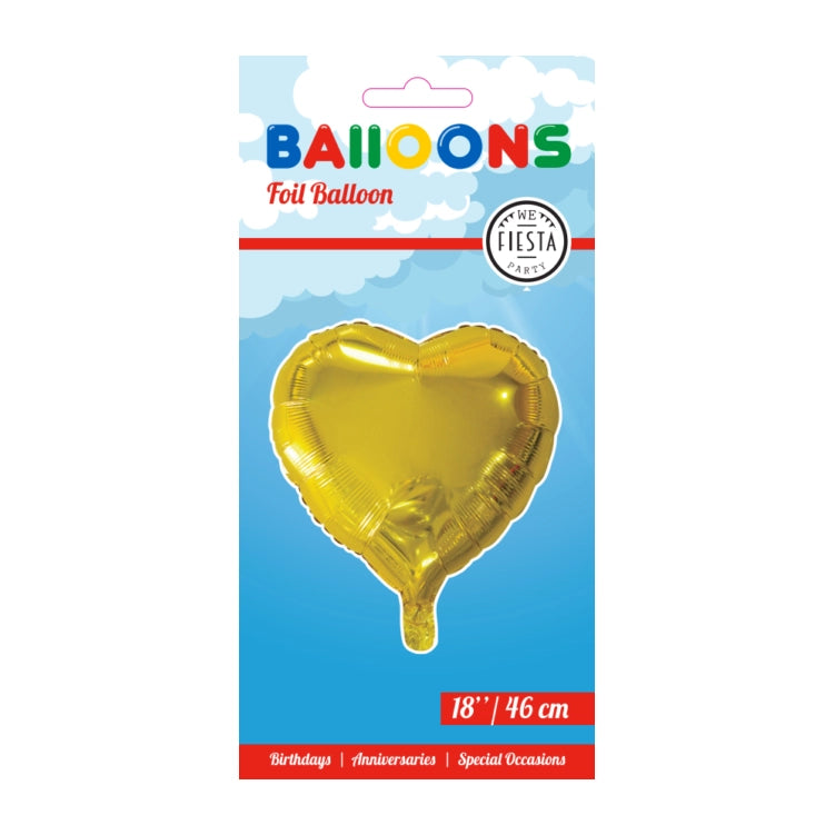 Folieballon hart - Goud - 46cm