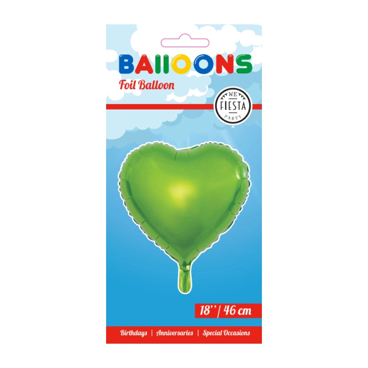 Folieballon hart - Licht groen - 46cm