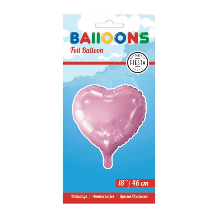 Folieballon hart - Licht roze - 46cm