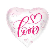 Folieballon hart love - Wit met Roze - 45cm