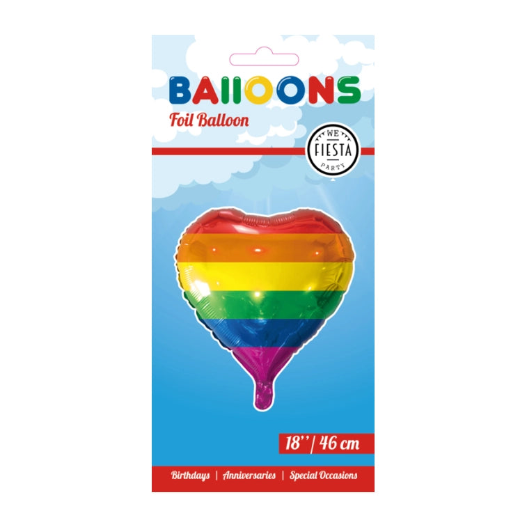 Folieballon hart - Regenboog - 46cm