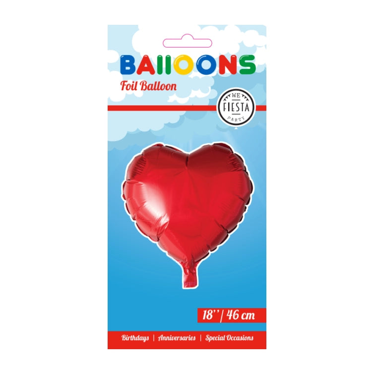 Folieballon hart - Rood - 46cm