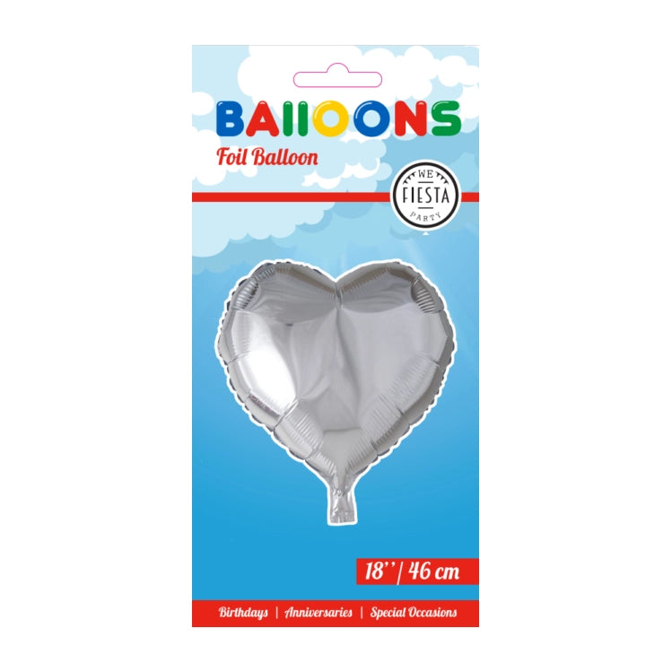 Folieballon hart - Zilver - 46cm