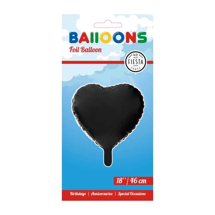Folieballon hart - Zwart - 46cm