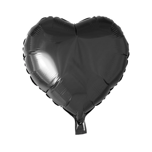 Folieballon hart - Zwart - 46cm