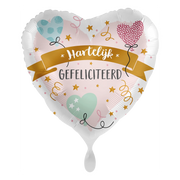 Folieballon Hartelijk gefeliciteerd 45cm