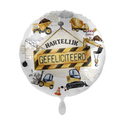 Folieballon Hartelijk Gefeliciteerd Bouwmachines 45cm