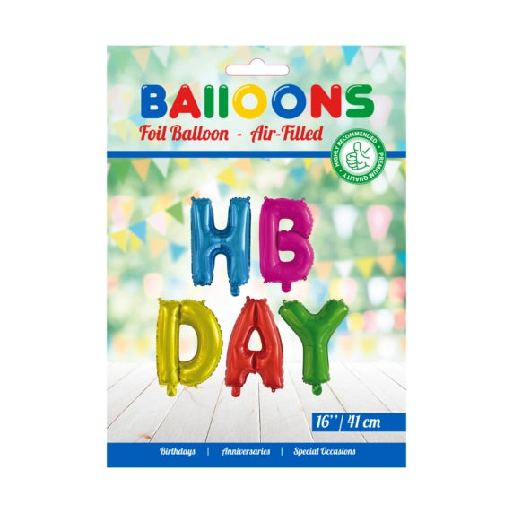 Folieballon HBDAY - Letter Set - 41cm