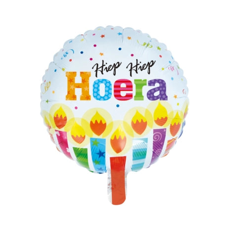 Folieballon Hiep Hiep Hoera - Kaarsen - 46cm