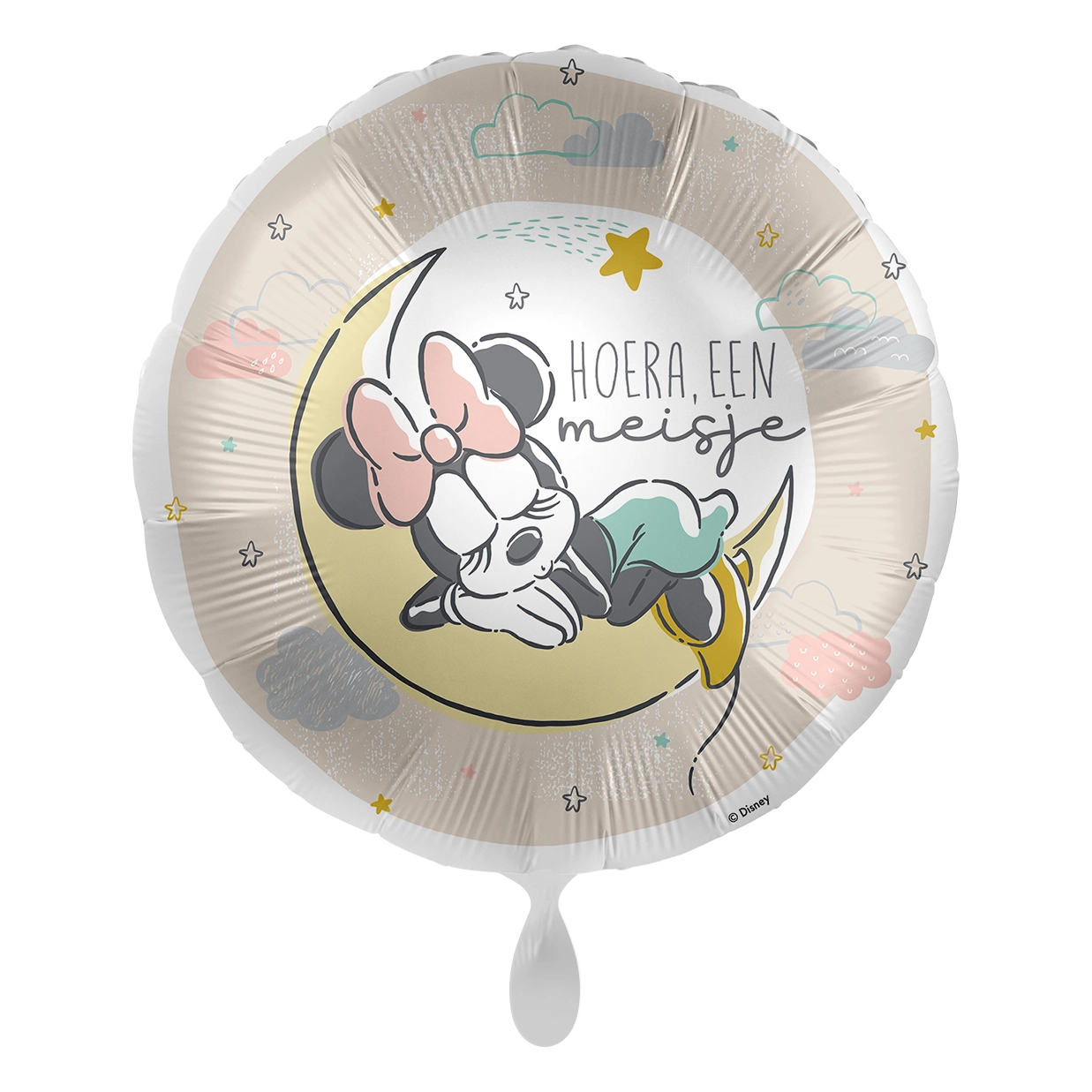 Folieballon Hoera een meisje Minnie 45cm