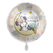 Folieballon Hoera een meisje Minnie 45cm