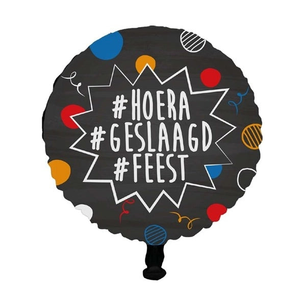 Folieballon Hoera Geslaagd Feest 45cm