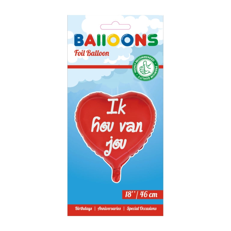 Folieballon Ik Hou Van Jou - Rood - 46cm