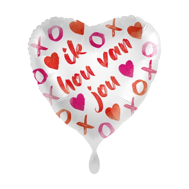 Folieballon Ik hou van Jou XOXO 45cm