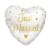 Folieballon Just Married Goud en Wit 46cm