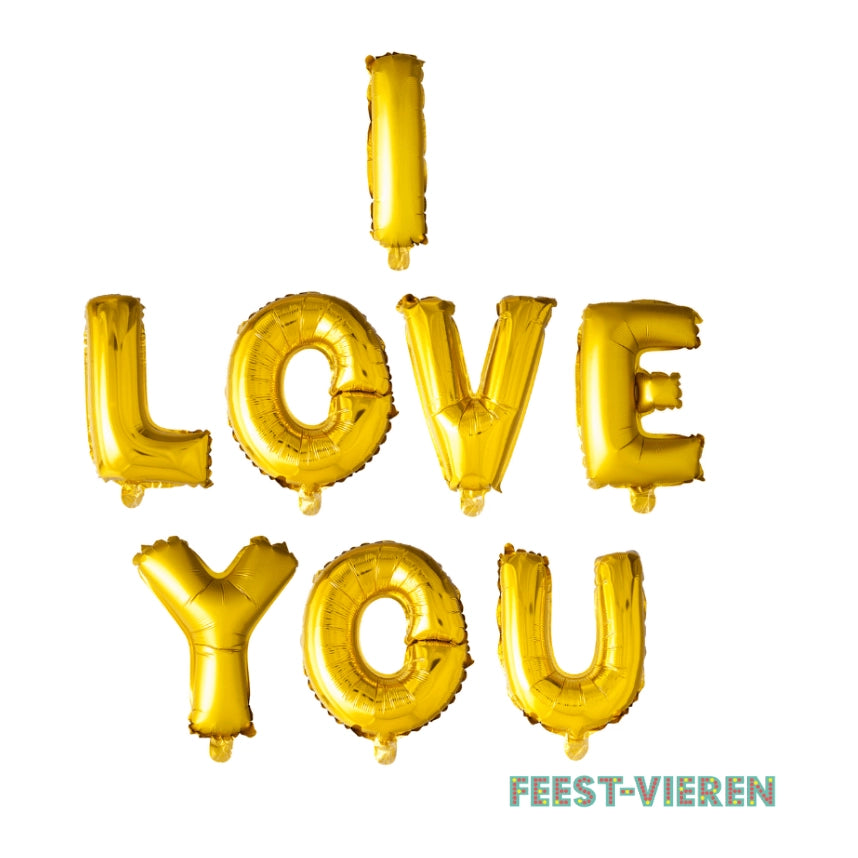 Folieballon Letters I LOVE YOU Goud 41cm