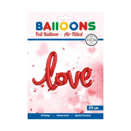 Folieballon LOVE - 1 woord - Rood - 119cm