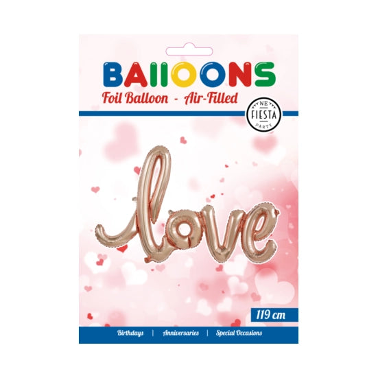 Folieballon LOVE - 1 woord - Rosé Goud - 119cm