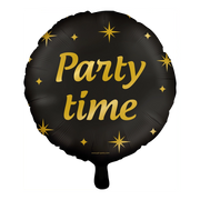 Folieballon Party Time goud zwart - 45cm