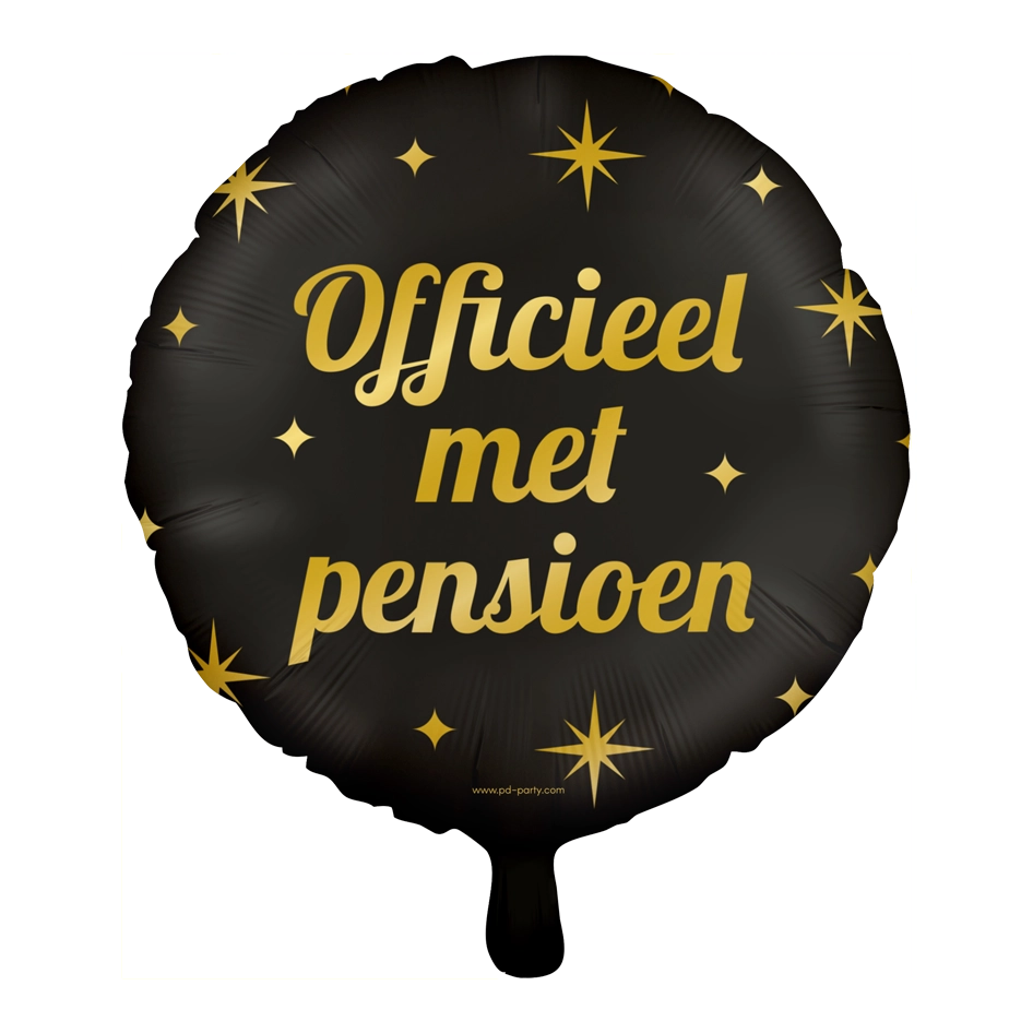 Folieballon Pensioen - goud zwart - 45cm