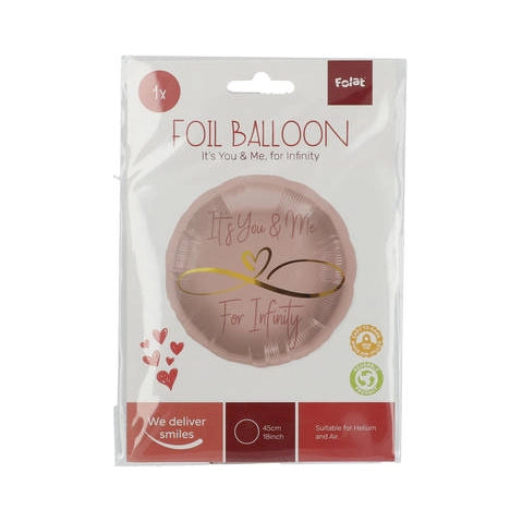 Folieballon rond infinity love - Roze - 45cm