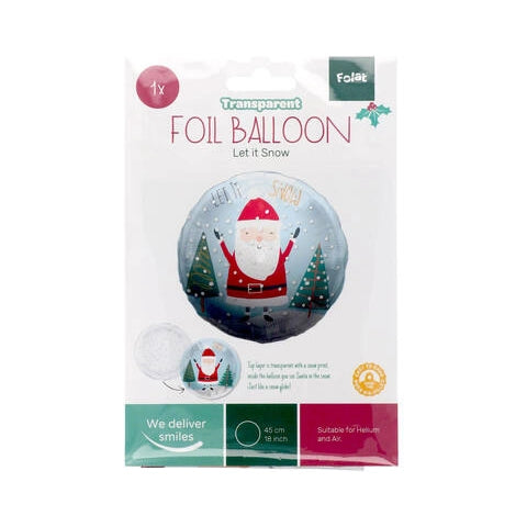 Folieballon rond let it snow - Snowglobe - 45cm
