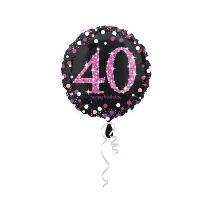 Folieballon Sparkling Pink 40 jaar 43cm