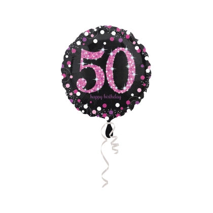 Folieballon Sparkling Pink 50 jaar 43cm