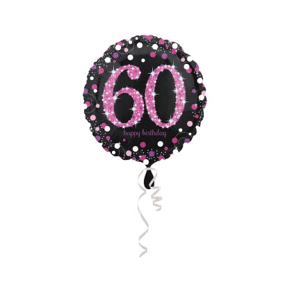 Folieballon Sparkling Pink 60 jaar 43cm