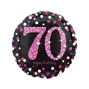Folieballon Sparkling Pink 70 jaar 43cm