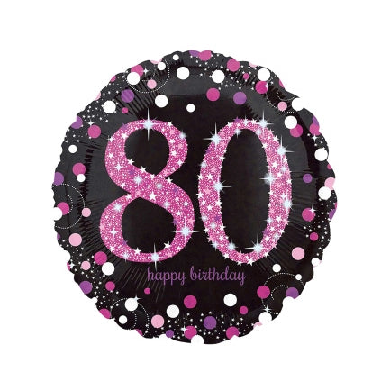 Folieballon Sparkling Pink 80 jaar 43cm
