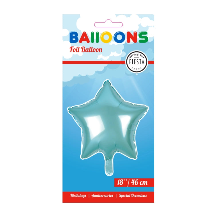 Folieballon ster - Licht blauw - 46cm