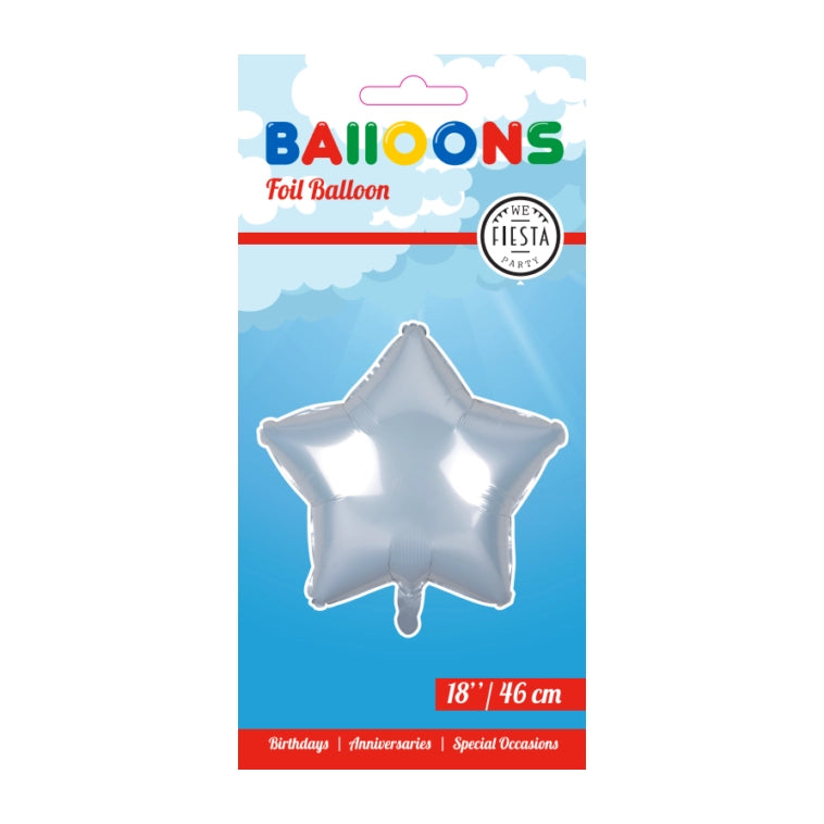 Folieballon ster - Wit - 46cm