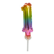 Folieballon taartversiering regenboog cijfer 1