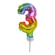 Folieballon taartversiering regenboog cijfer 3