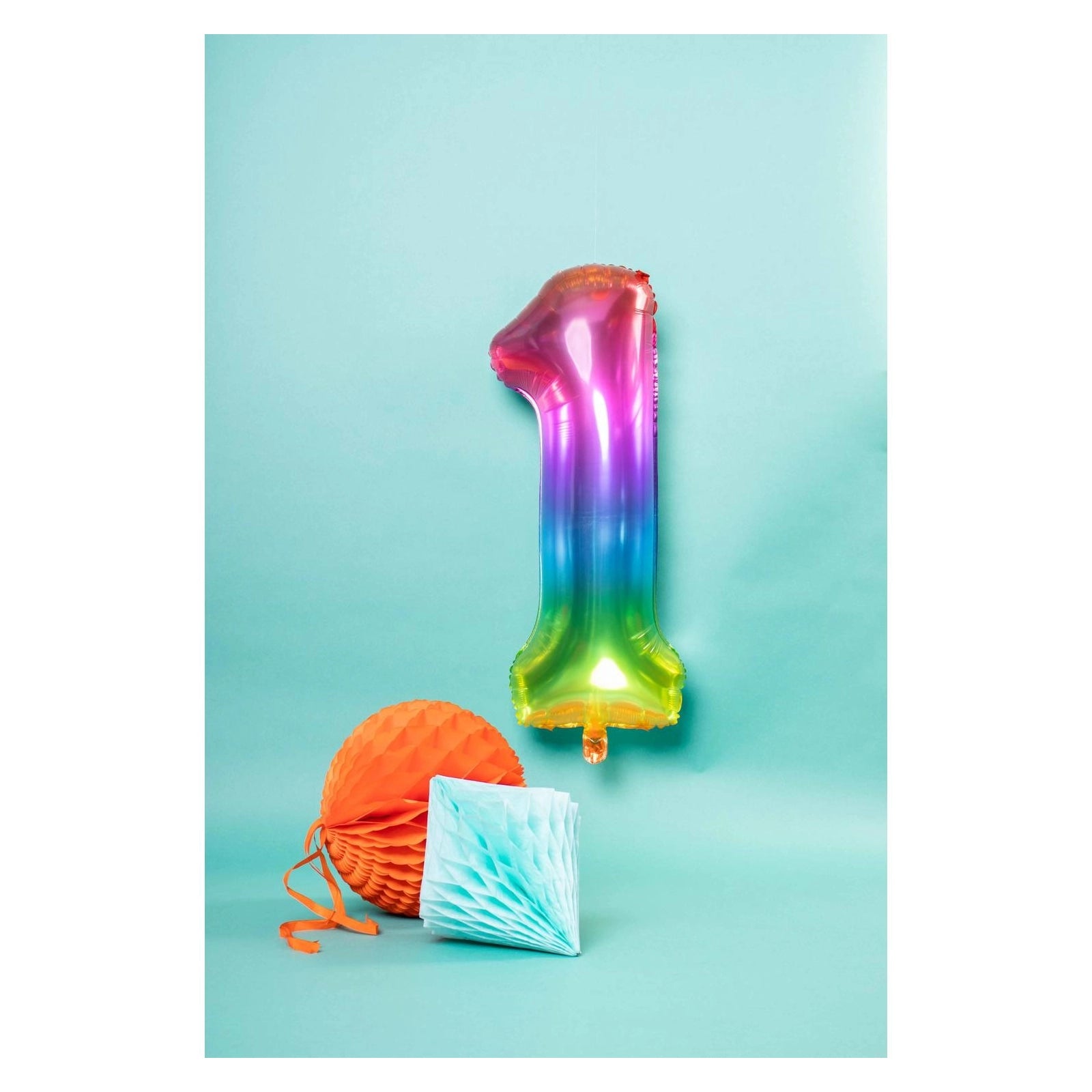 Folieballon Yummy Gummy Rainbow Cijfer 1 - 81 cm