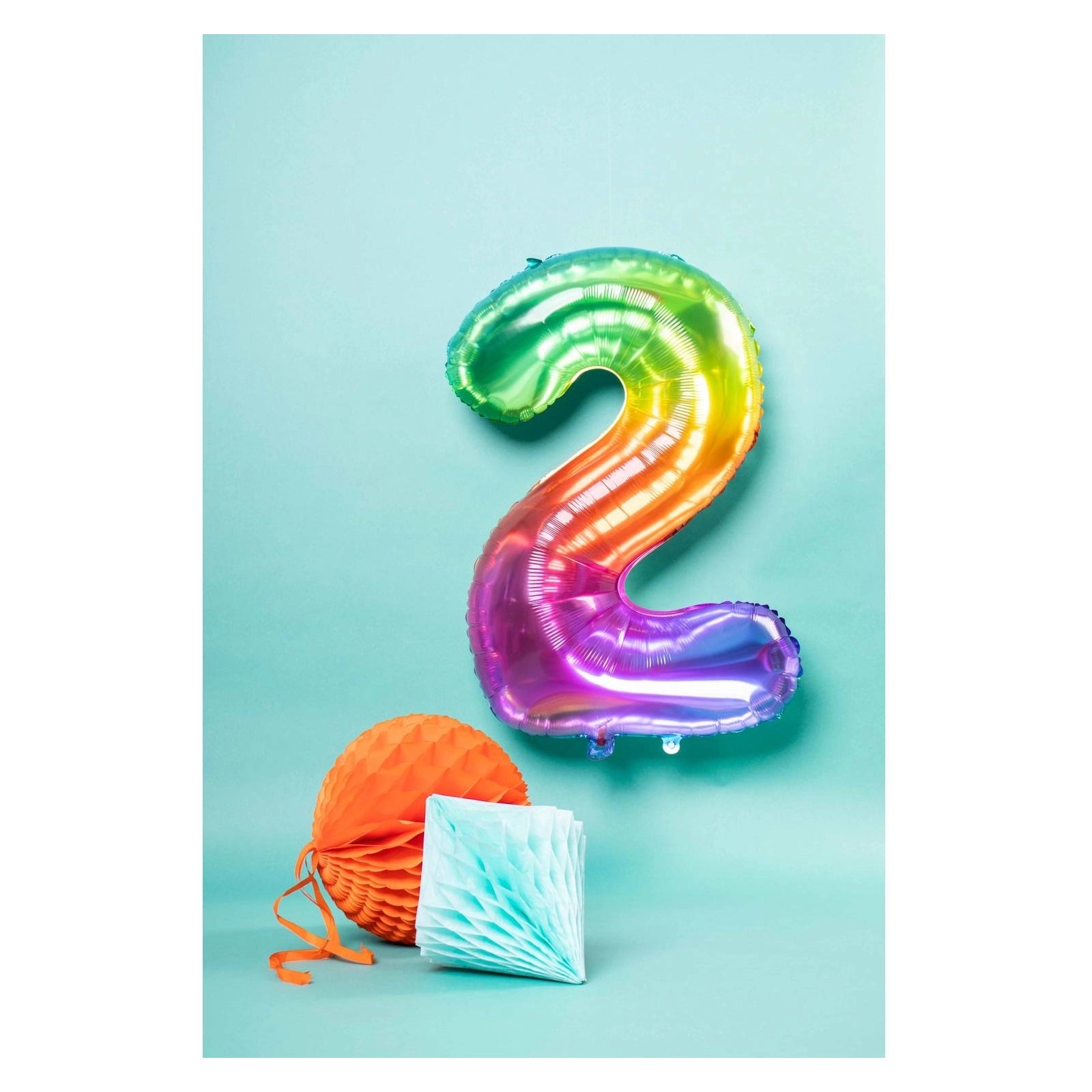 Folieballon Yummy Gummy Rainbow Cijfer 2 - 81 cm