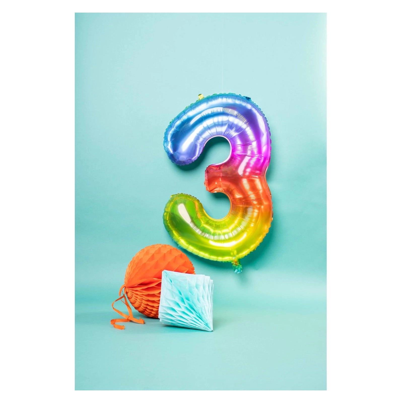 Folieballon Yummy Gummy Rainbow Cijfer 3 - 81 cm