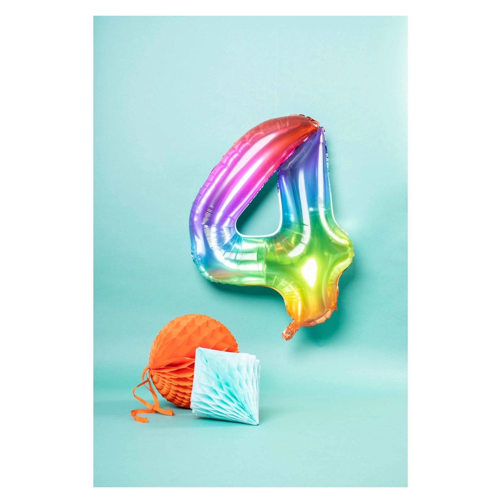 Folieballon Yummy Gummy Rainbow Cijfer 4 - 81 cm