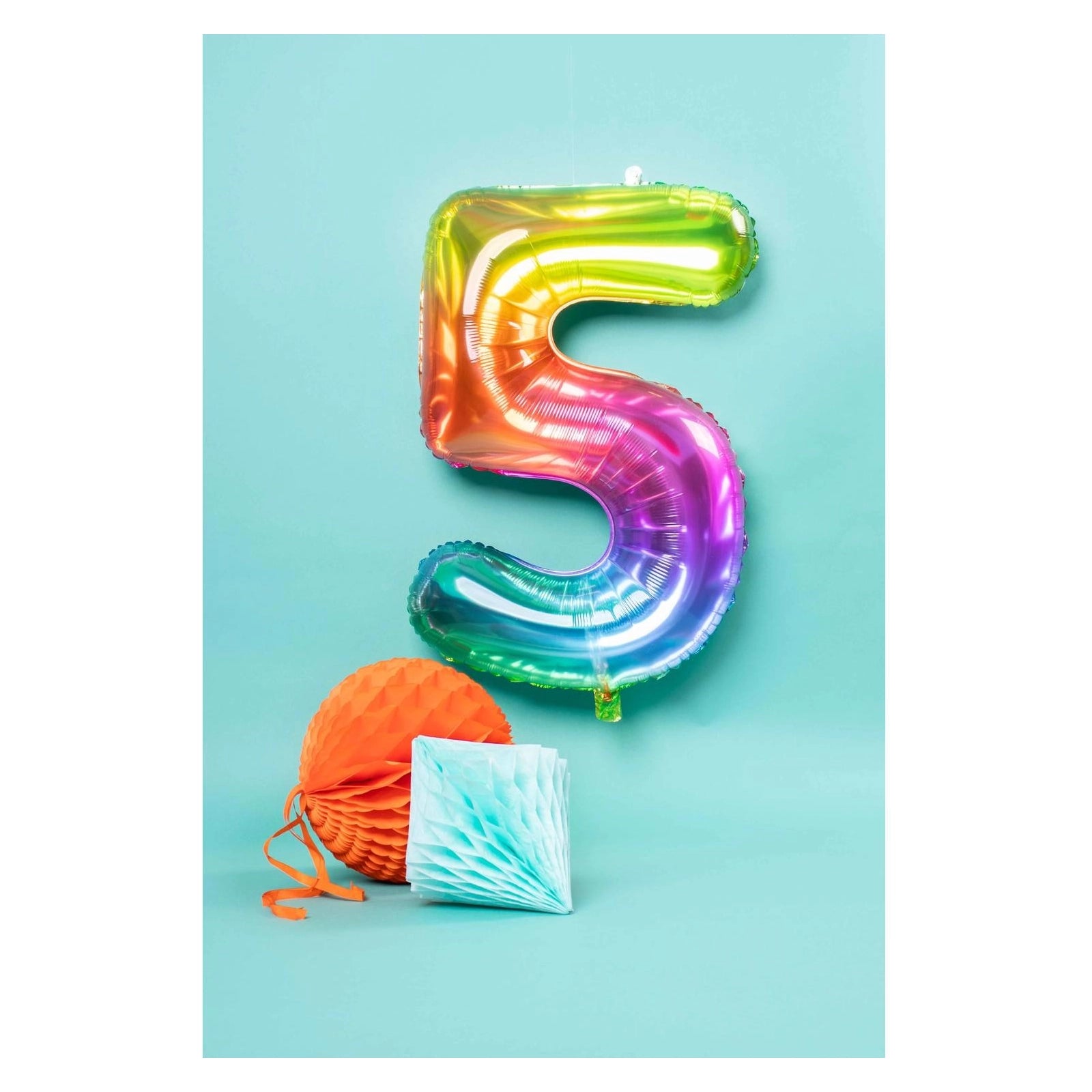 Folieballon Yummy Gummy Rainbow Cijfer 5 - 81 cm