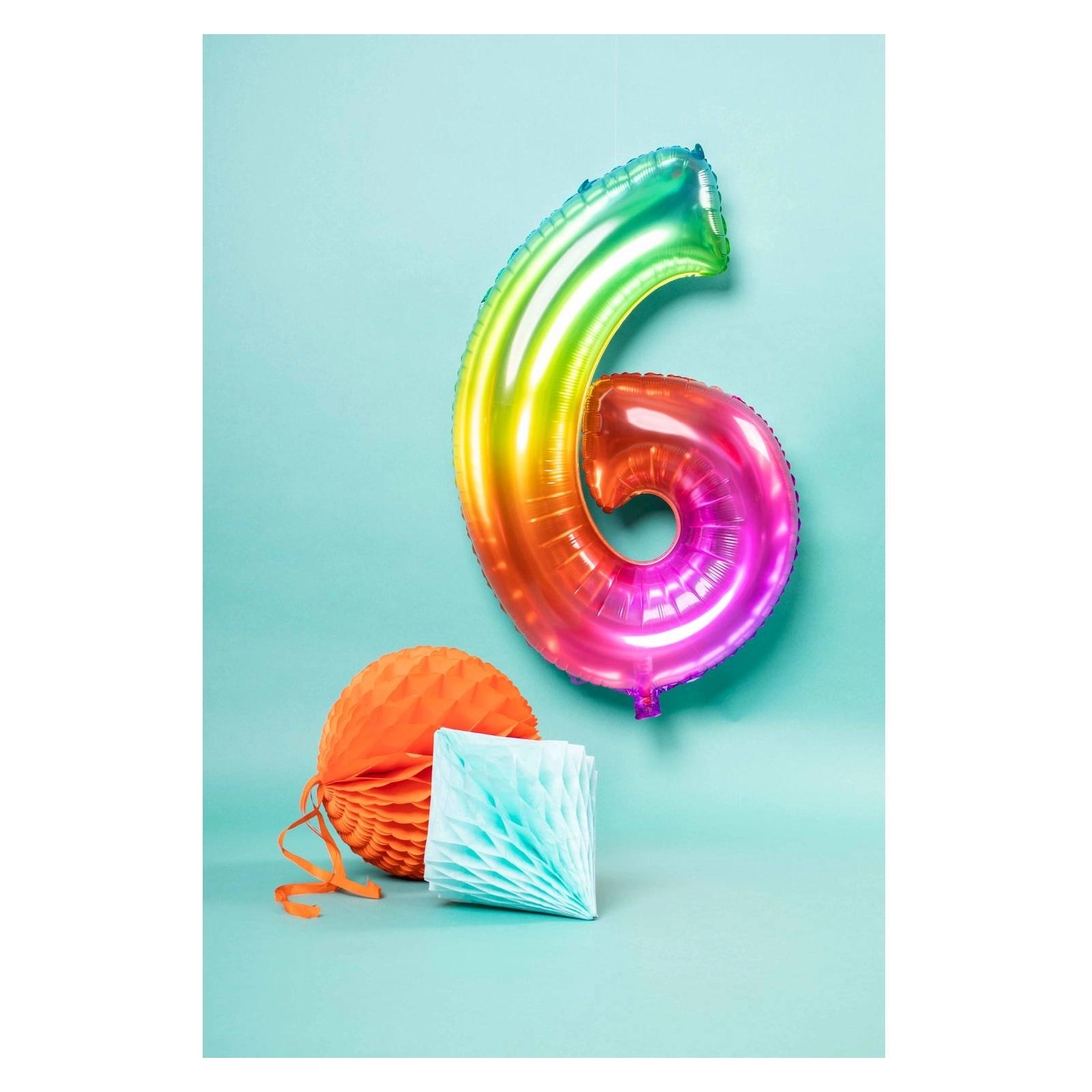 Folieballon Yummy Gummy Rainbow Cijfer 6 - 81 cm