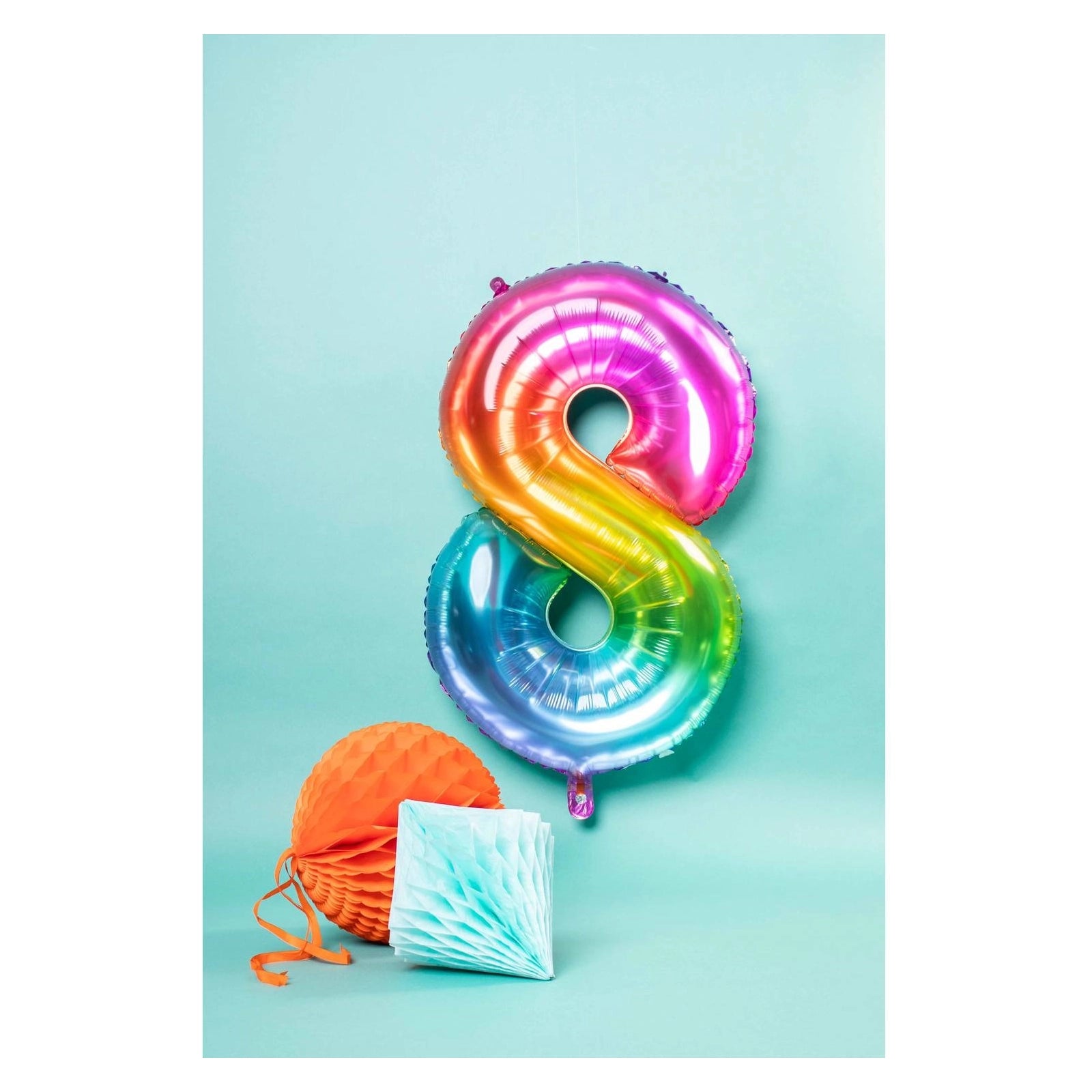 Folieballon Yummy Gummy Rainbow Cijfer 8 - 81 cm