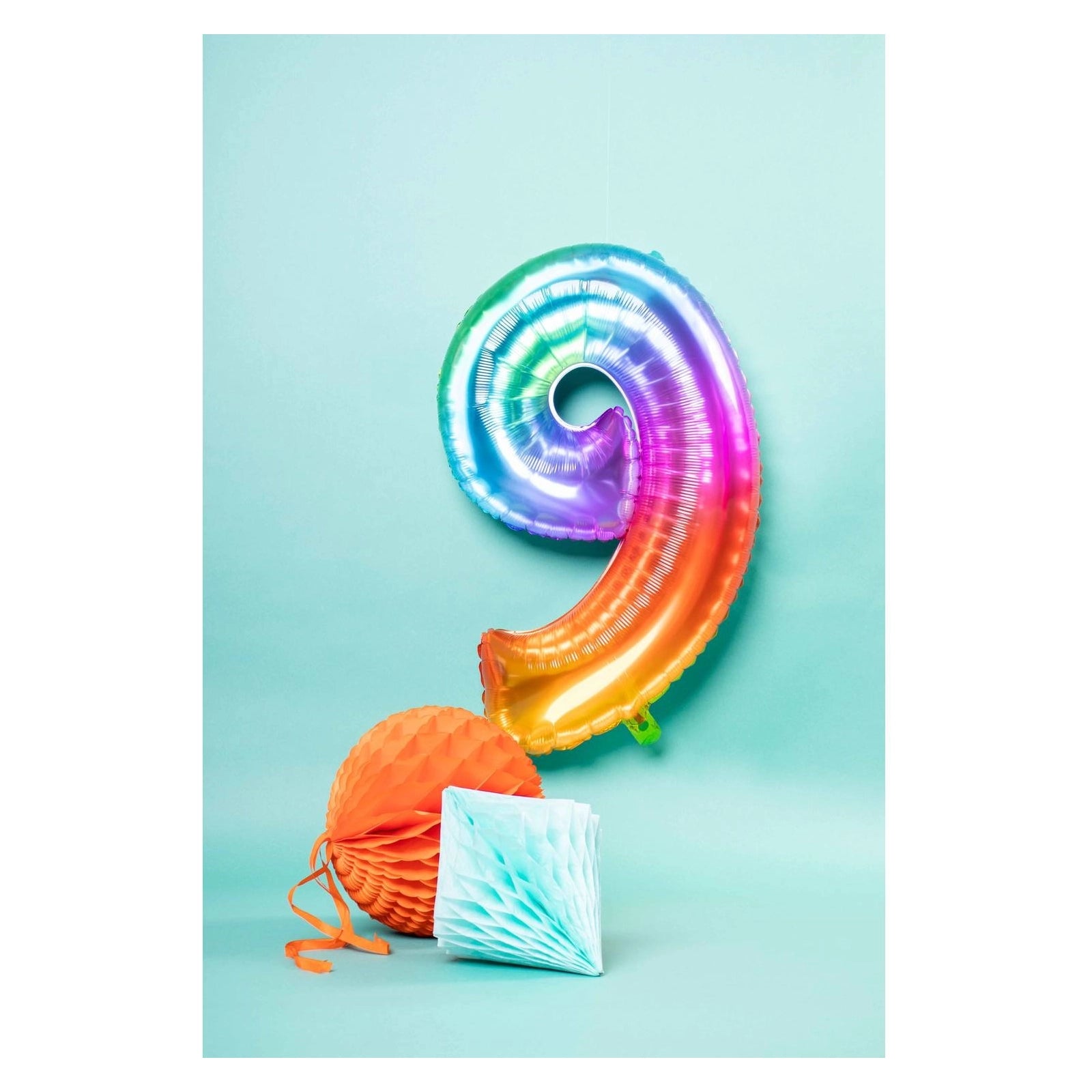 Folieballon Yummy Gummy Rainbow Cijfer 9 - 81 cm