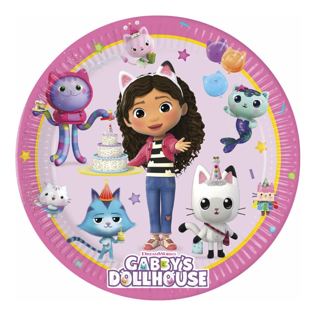 Gabby's Dollhouse papieren borden 20cm 8 stuks