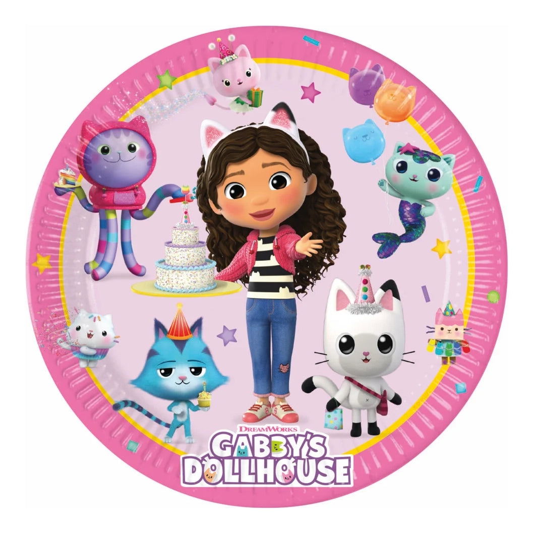 Gabby's Dollhouse papieren borden 23cm 8 stuks