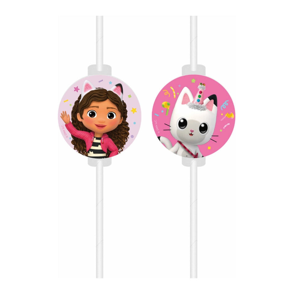 Gabby's Dollhouse papieren rietjes 4 stuks