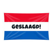 Geslaagd Gevelvlag - 150x90 cm - Rood, wit, blauw met tekst GESLAAGD