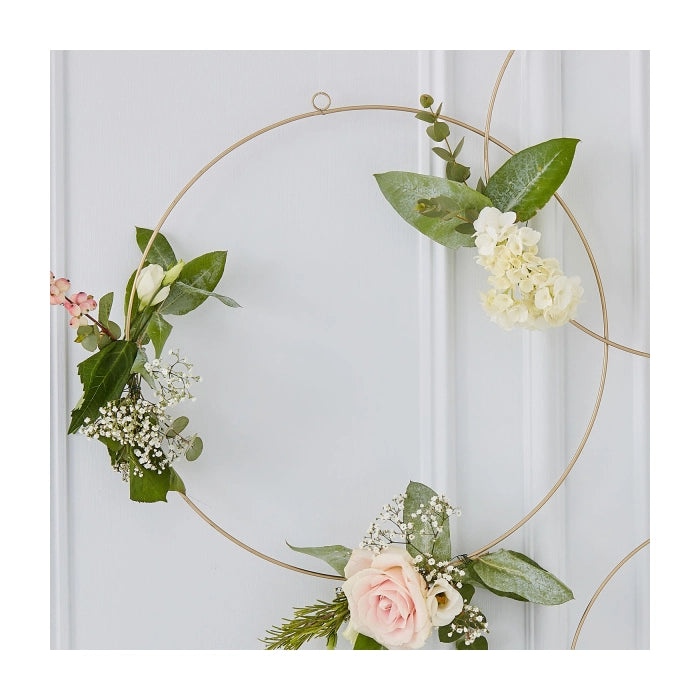 Gouden metalen decoratie ringen 3 stuks 30,5cm, 36,5cm en 40,5cm