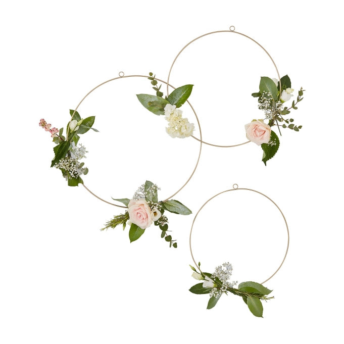 Gouden metalen decoratie ringen 3 stuks 30,5cm, 36,5cm en 40,5cm